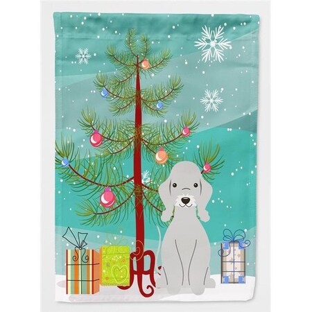 Carolines Treasures BB4215GF Merry Christmas Tree Bedlington Terrier Blue Flag Garden Size